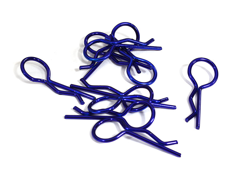 Color Bent-Up Body Clips (10) for 1/7 & 1/8 RC Cars & Trucks (LxW=33x13mm)