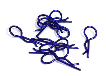 Color Bent-Up Body Clips (10) for 1/7 & 1/8 RC Cars & Trucks (LxW=33x13mm)