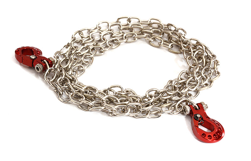 Realistic 1/10 Scale Metal Drag Chain w/ Tow Hooks for Off-Road Crawler