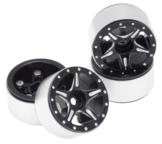 Billet Machined Alloy Wheels (4) for Axial 1/24 SCX24 Rock Crawler