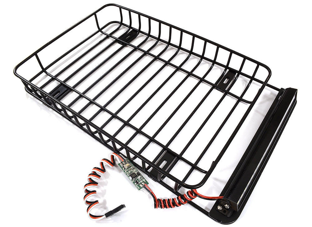 Roof Top Luggage Tray 235x145x29mm w/ LED Light Bar for 1/10 Scale Off-Road