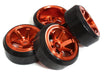 6 Spoke Complete Wheel & Tire Set (4) for Drift Racing (O.D.=62mm)