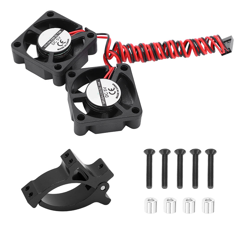 Motor Clamp Mount + Twin Cooling Fan for TRX-4 & SCX10 (Motor: 36mm O.D.)