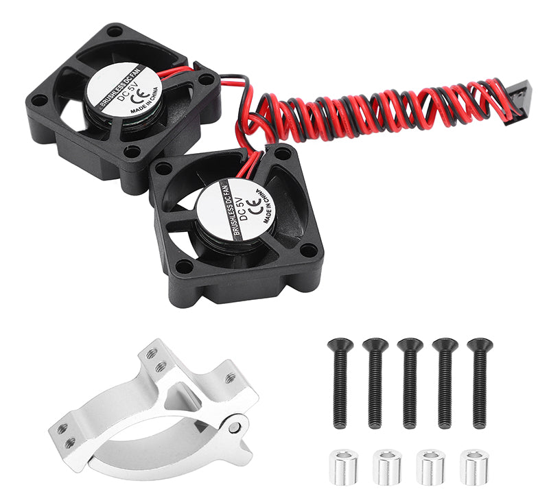 Motor Clamp Mount + Twin Cooling Fan for TRX-4 & SCX10 (Motor: 36mm O.D.)