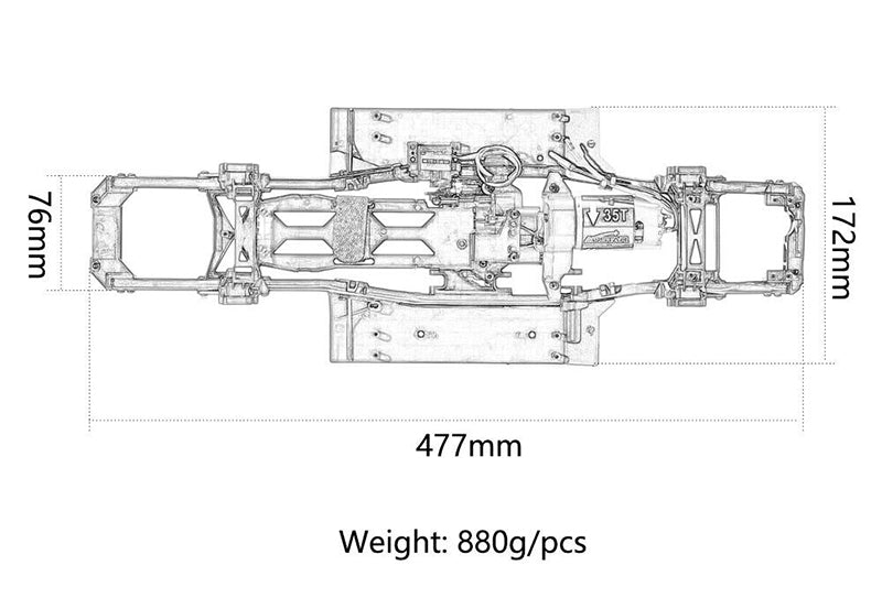 Composite 1/10 TQX10 Trail Off-Road Scale Crawler Chassis Frame 313mm Wheelbase