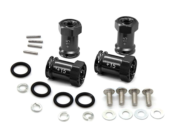 Alloy Machined Hex Wheel Adapters +15mm Offset for 1/16 E-Revo, Slash & Summit
