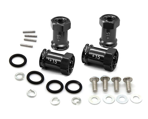 Alloy Machined Hex Wheel Adapters +15mm Offset for 1/16 E-Revo, Slash & Summit