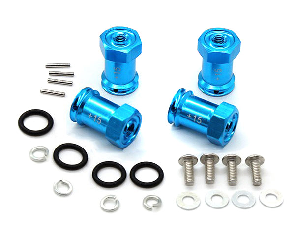 Alloy Machined Hex Wheel Adapters +15mm Offset for 1/16 E-Revo, Slash & Summit