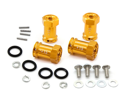 Alloy Machined Hex Wheel Adapters +15mm Offset for 1/16 E-Revo, Slash & Summit