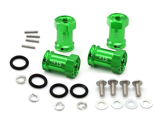 Alloy Machined Hex Wheel Adapters +15mm Offset for 1/16 E-Revo, Slash & Summit