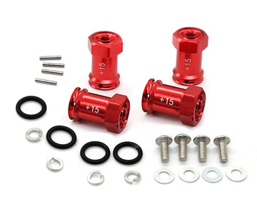 Alloy Machined Hex Wheel Adapters +15mm Offset for 1/16 E-Revo, Slash & Summit