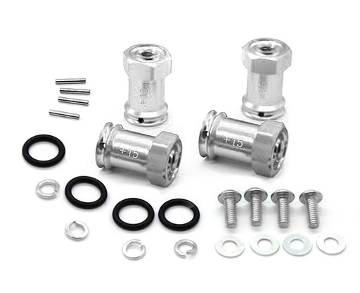 Alloy Machined Hex Wheel Adapters +15mm Offset for 1/16 E-Revo, Slash & Summit