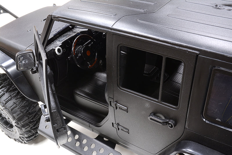 Realistic 1/10 Scale Off-Road Crawler Chassis in Black, 313mm Wheelbase