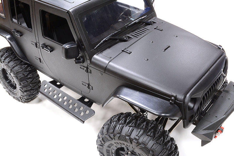 Realistic 1/10 Scale Off-Road Crawler Chassis in Black, 313mm Wheelbase