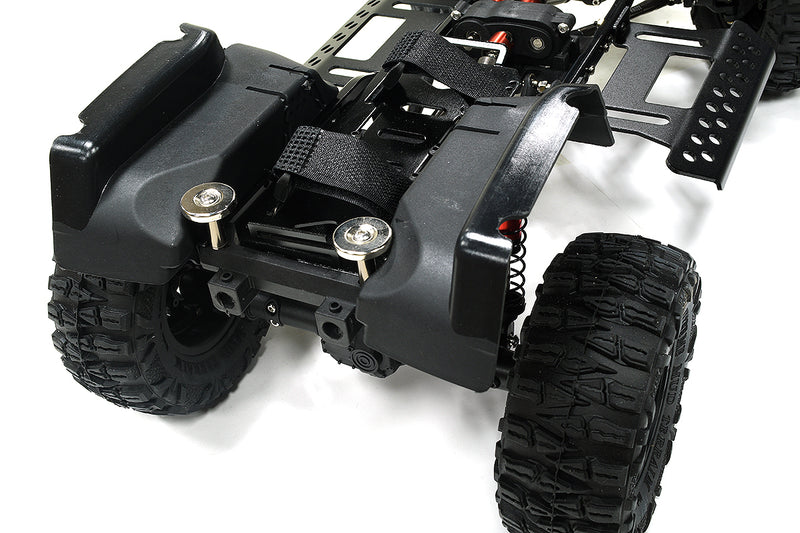 Realistic 1/10 Scale Off-Road Crawler Chassis in Black, 313mm Wheelbase