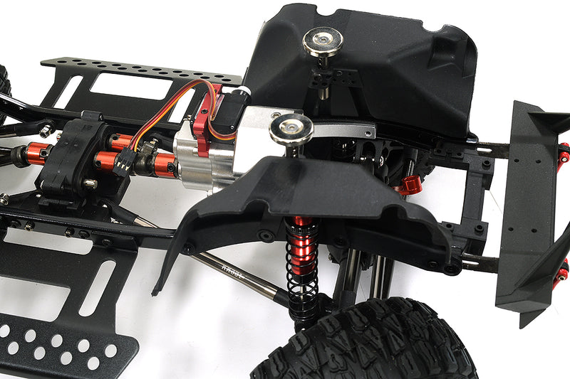 Realistic 1/10 Scale Off-Road Crawler Chassis in Black, 313mm Wheelbase