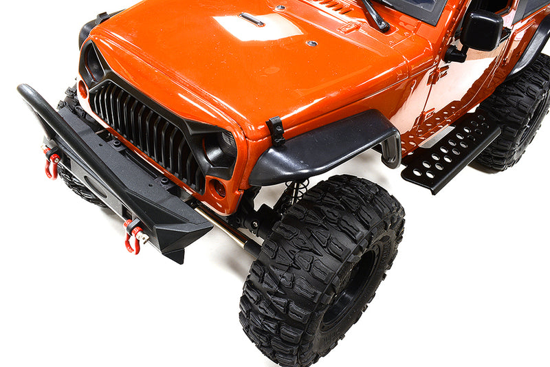 Realistic 1/10 Scale Orange Off-Road Crawler Truck with 313mm Wheelbase