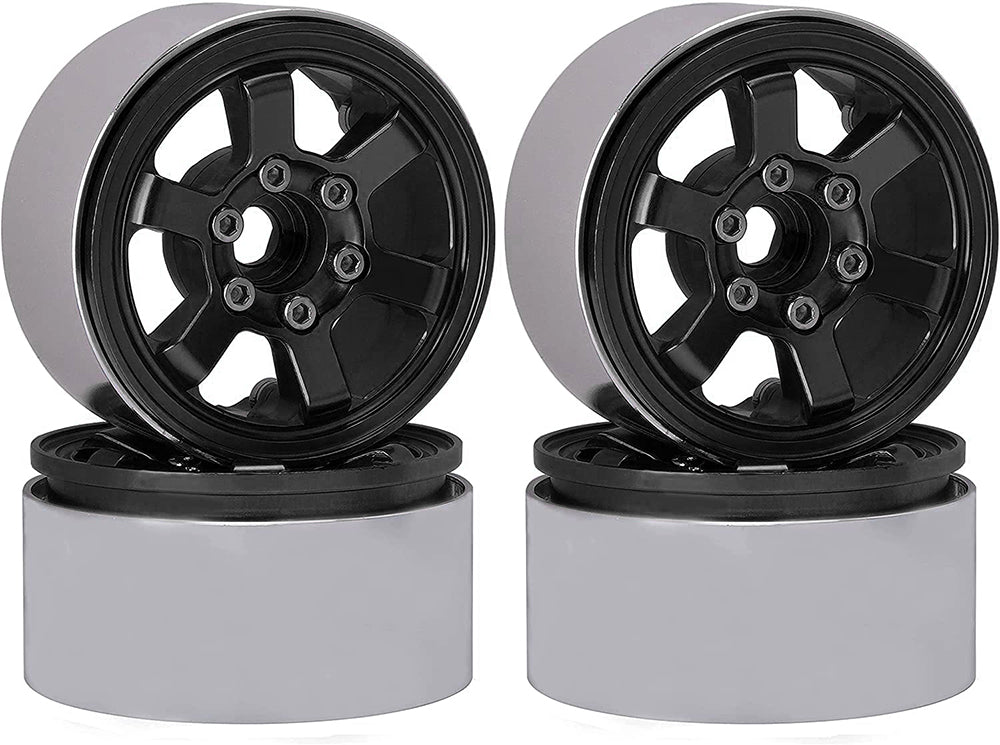 Billet Machined Alloy 6 Spoke 1.9 Wheels (4) for Scale Crawler W=29mm