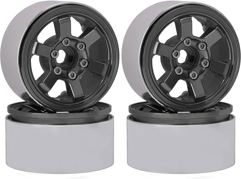 Billet Machined Alloy 6 Spoke 1.9 Wheels (4) for Scale Crawler W=29mm