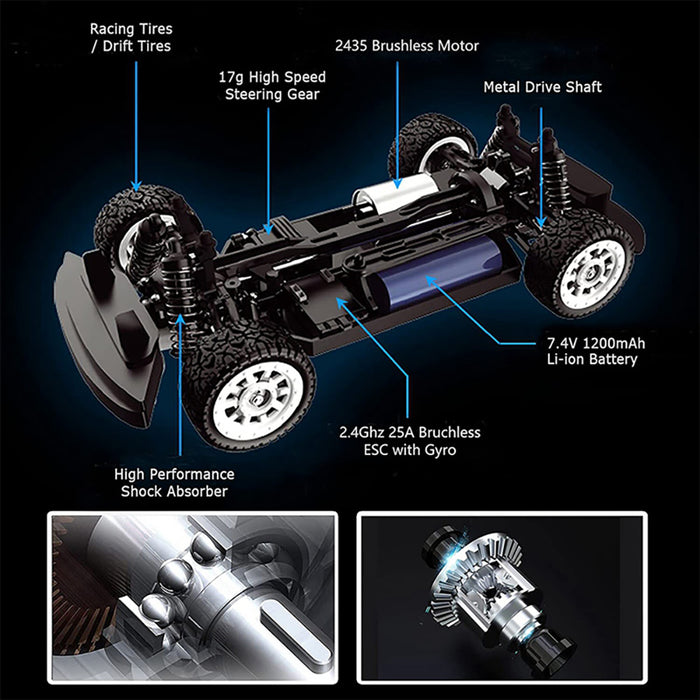 1/16 Scale UDIRC Brushless RTR Drift Truck w/ Gyro & LED UD-1601PRO