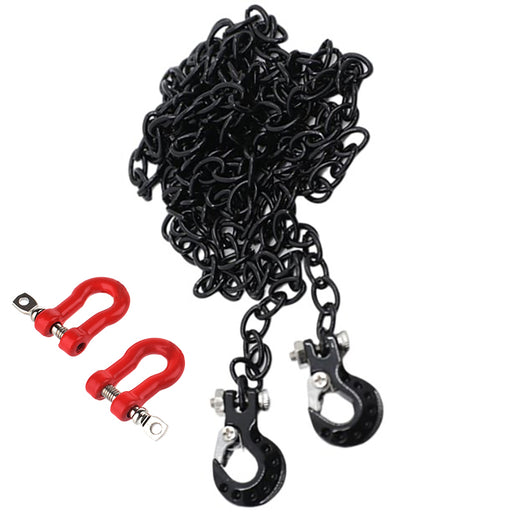 Realistic 1/10 Size Drag Chain & Tow Hooks w/Bow Shackle for 1/10 Scale Off-Road