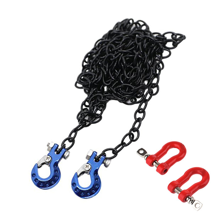 Realistic 1/10 Size Drag Chain & Tow Hooks w/Bow Shackle for 1/10 Scale Off-Road