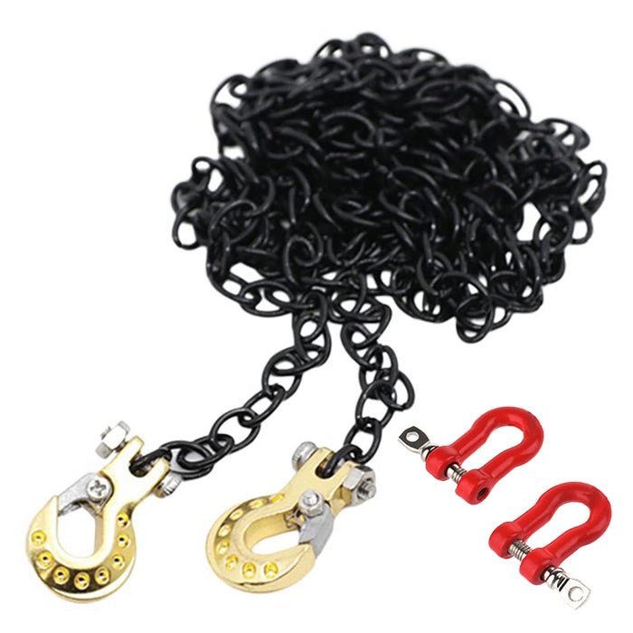 Realistic 1/10 Size Drag Chain & Tow Hooks w/Bow Shackle for 1/10 Scale Off-Road