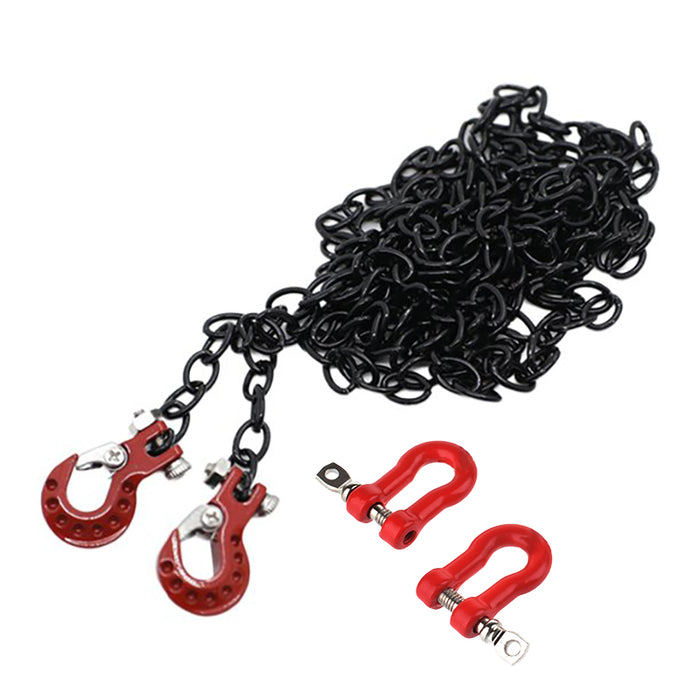 Realistic 1/10 Size Drag Chain & Tow Hooks w/Bow Shackle for 1/10 Scale Off-Road