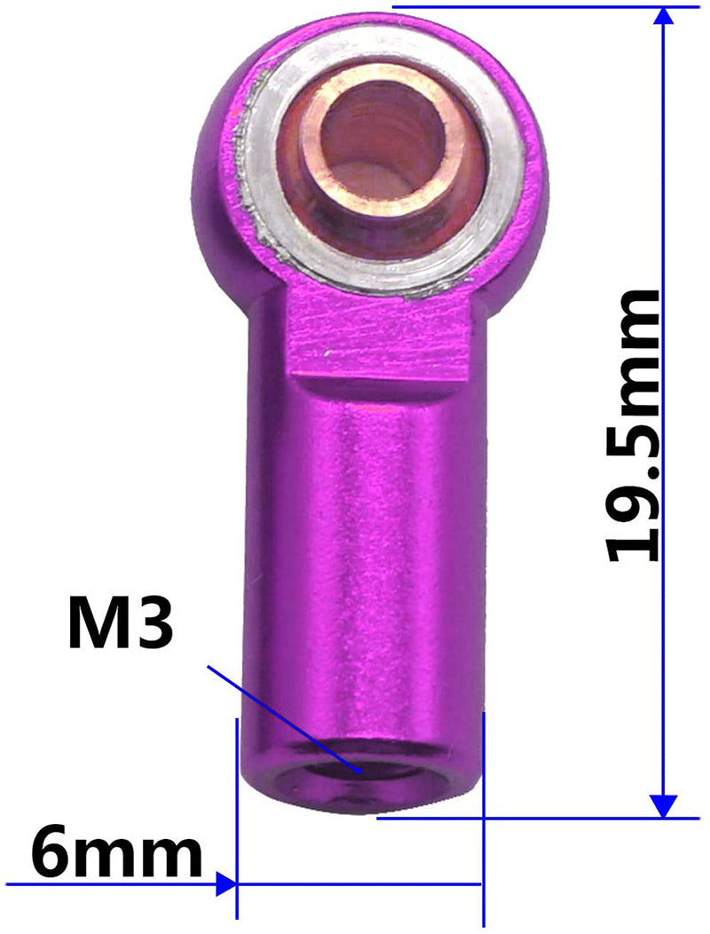 Alloy Machined M3 Size Short Ball Ends Type Tie Rod Ends, Ball Links | Savage-X (25, 21, SS & 4.6) | Associated Monster GT | Jato 2.5 & Jato 3.3 | Savage XL | Clod Buster | Summit