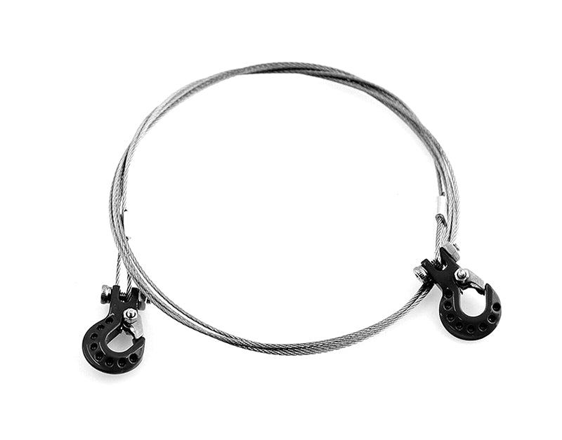 Realistic 1/10 Size Steel Tow Cable & Tow Hooks for 1/10 Scale Off-Road