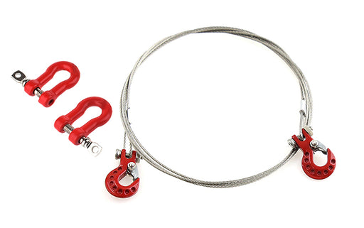 Realistic Steel Tow Cable & Tow Hooks w/ Bow Shackles for 1/10 Off-Road Crawler