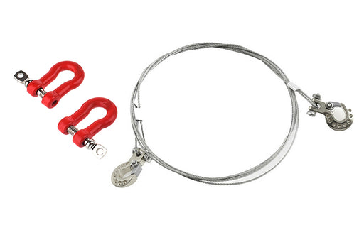 Realistic Steel Tow Cable & Tow Hooks w/ Bow Shackles for 1/10 Off-Road Crawler