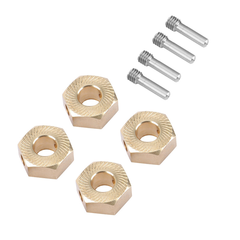 Brass Alloy Machined Wheel 17mm Hex (4) for Axial SCX6 Crawler