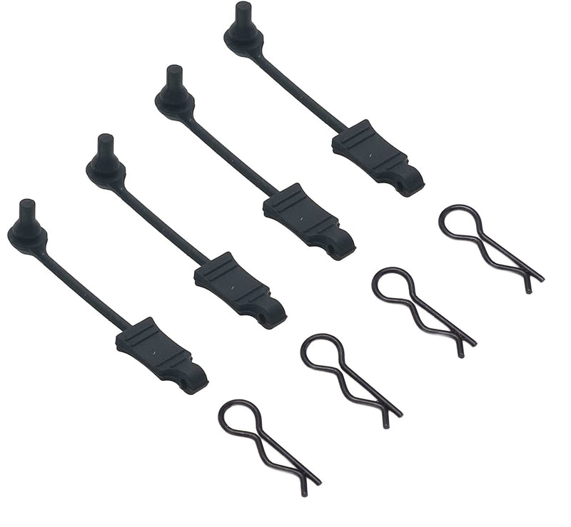 Body Clip Retainers & Body Clips (4) for 1/8 Scale RC (LxW=9x26mm)