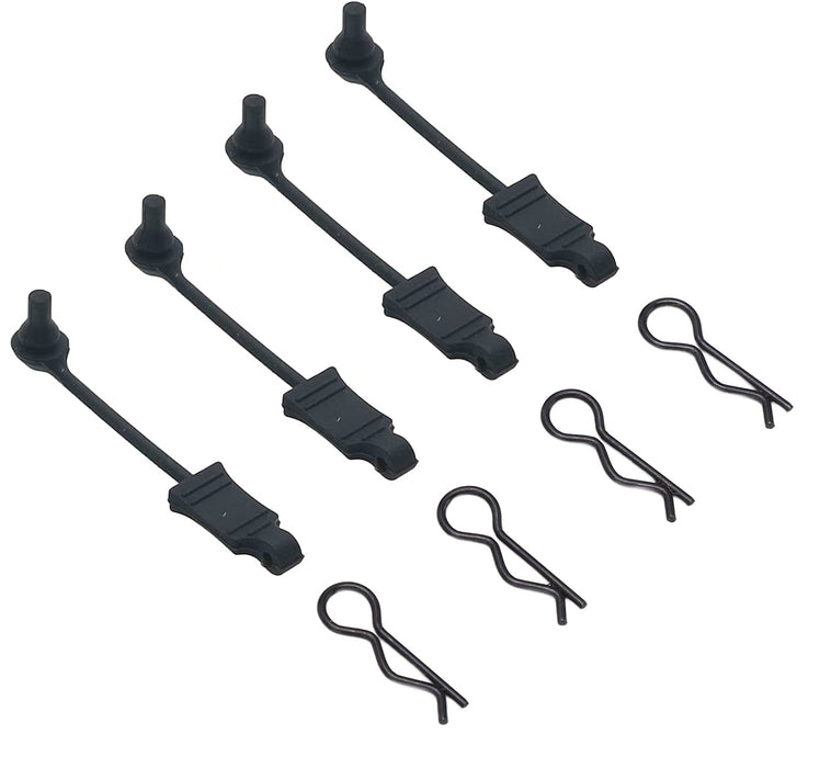 Body Clip Retainers & Body Clips (4) for 1/8 Scale RC (LxW=9x26mm)