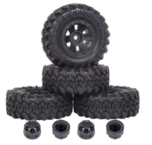 Composite Wheel & Tire Set (4) for Axial 1/24 SCX24 Rock Crawler (O.D.=55mm)