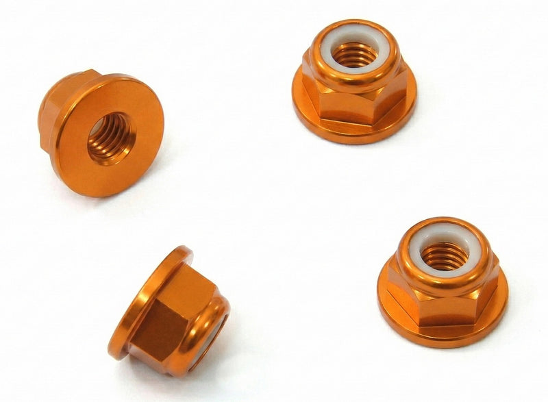 Color Alloy Metal M4 Size Hex Lock Nut Flanged 4pcs