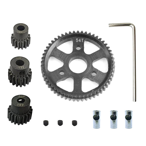 Steel 32 Pitch 54T Spur+15+17+19T Pinion Set w/5mm for Most Traxxas 1/10 4X4