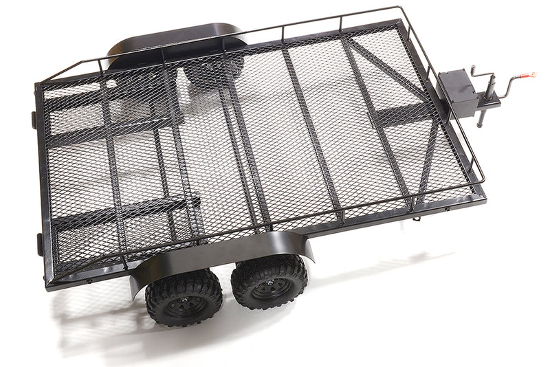 Machined Alloy Flatbed Dual Axle Car Trailer Kit for 1/10 Scale RC 710x455x137mm