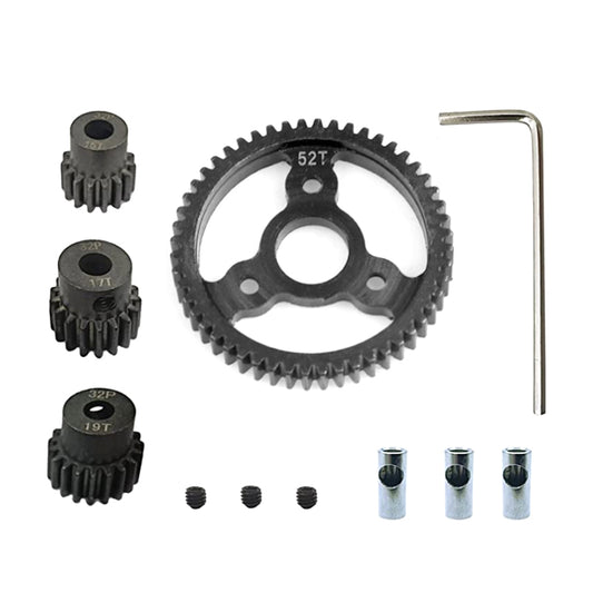 Steel 32 Pitch 52T Spur+15+17+19T Pinion Set w/5mm for Most Traxxas 1/10 4X4