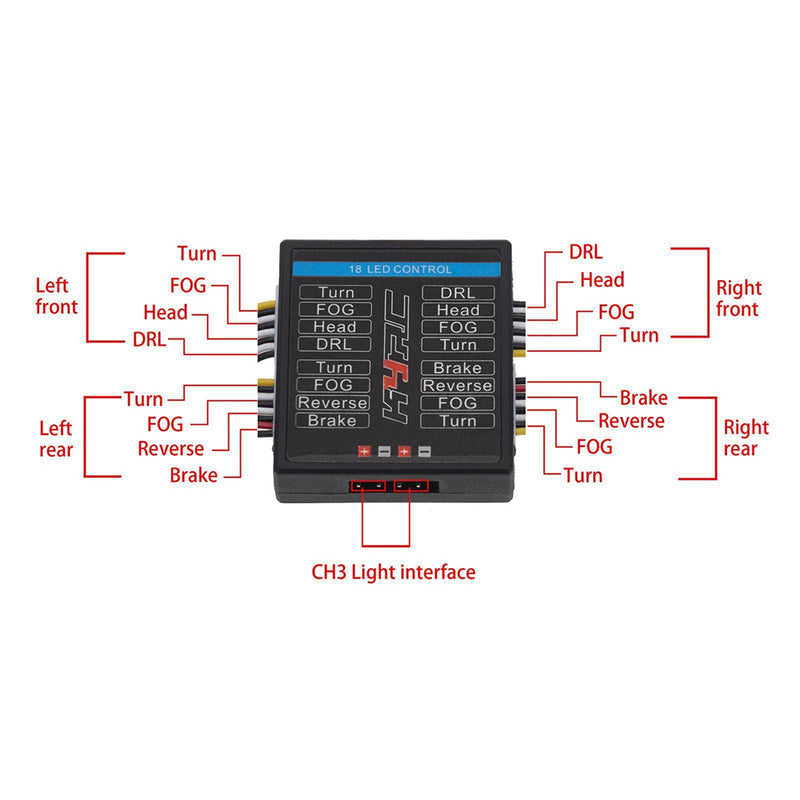 Realistic 16 LED Lighting System w/ 3CH Controller for 1/10 Scale RC Vehicles