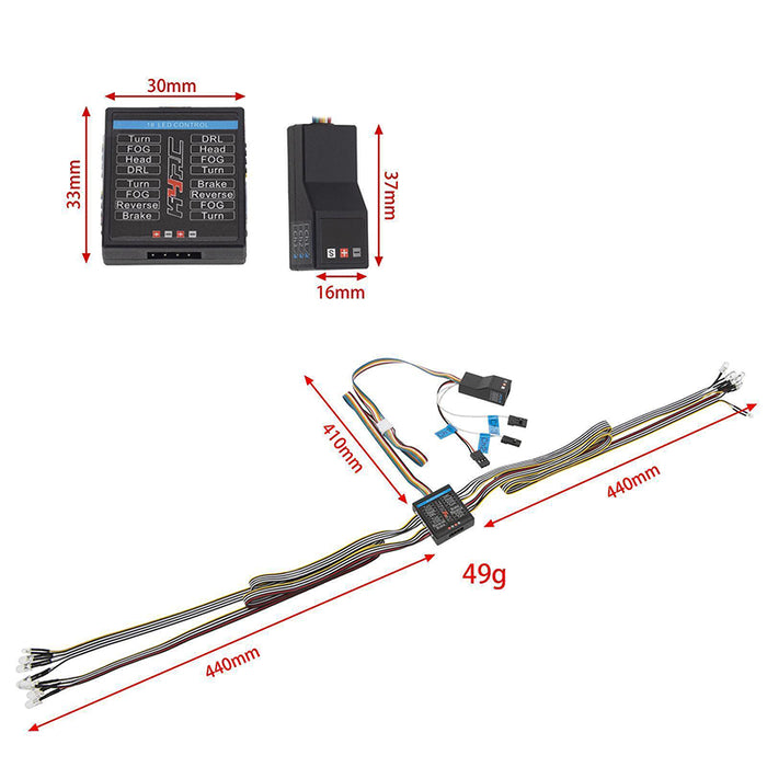 Realistic 16 LED Lighting System w/ 3CH Controller for 1/10 Scale RC Vehicles