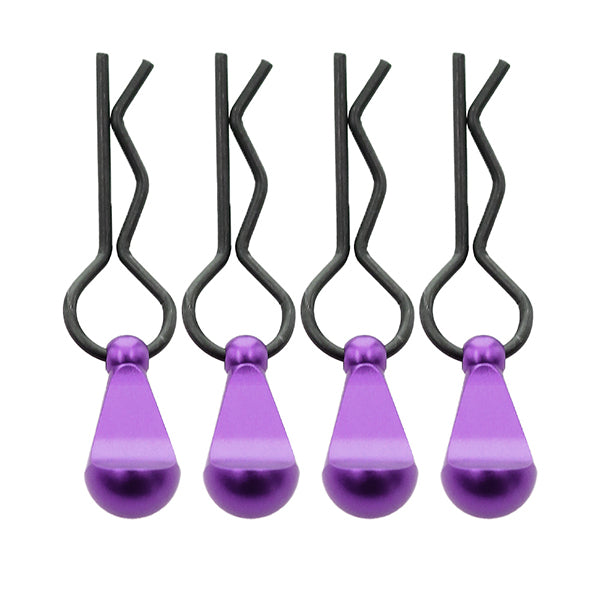 Bent-Up Color Body Clips (4) for 1/8, 1/7 & 1/5 RC Cars & Trucks (LxW=34x12mm)