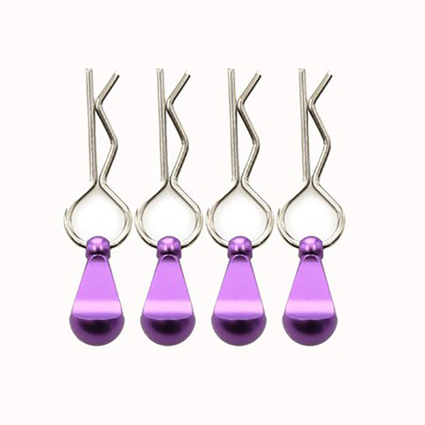 Bent-Up Color Body Clips (4) for 1/8, 1/7 & 1/5 RC Cars & Trucks (LxW=34x12mm)