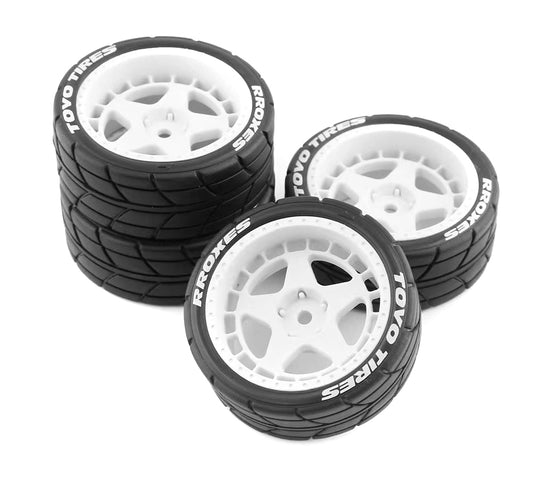 5 Spoke Complete Wheel & Tire Set (4) for 1/10 Touring (O.D.=66mm)