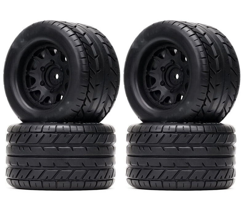 1/10 Size Wheel for 12mm & 14mm Hex & Tire Set (4) OD=118mm W=69mm
