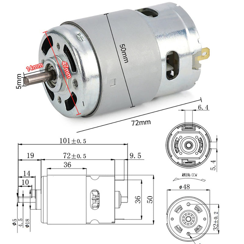 895 DC Motor w/ Motor Mount 12v5000