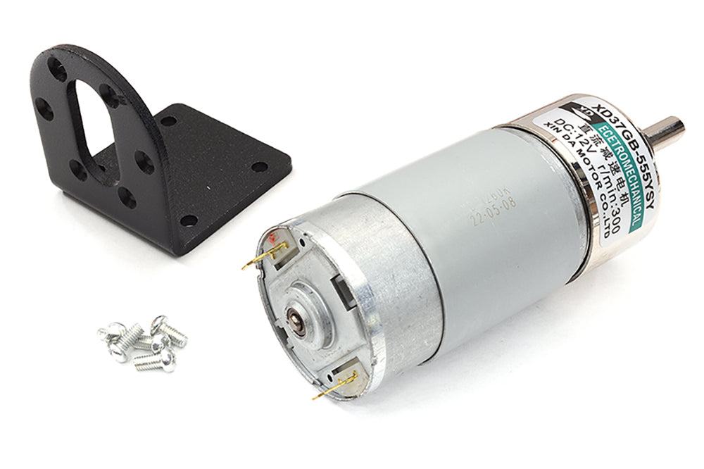 37GB555 (15W) DC Motor w/ Gear Reduction Gearbox & Motor Mount 12v300