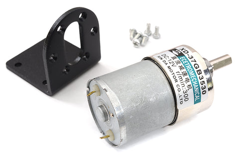 37GB3530 (10W) DC Motor w/ Gear Reduction Gearbox & Motor Mount 12v300