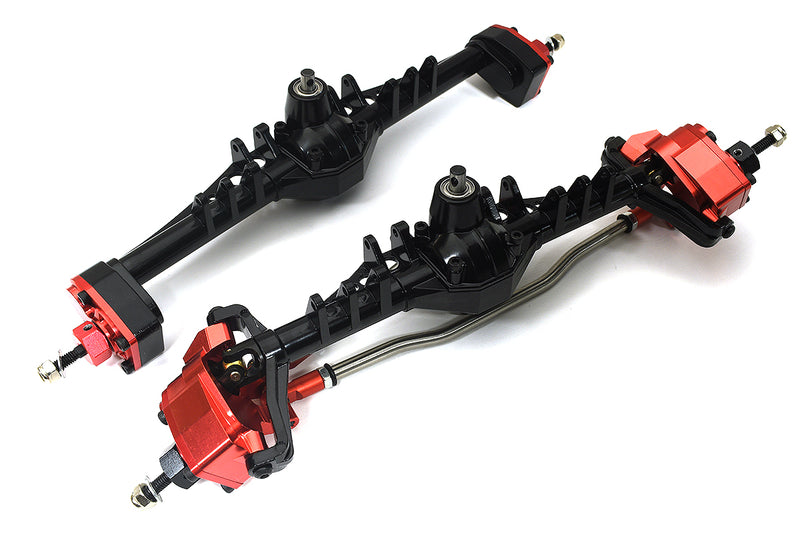 Black Red Machined Front & Rear Axles for Axial Capra 1.9 Buggy 232004 232005 | Capra 1.9 Unlimited Trail Buggy